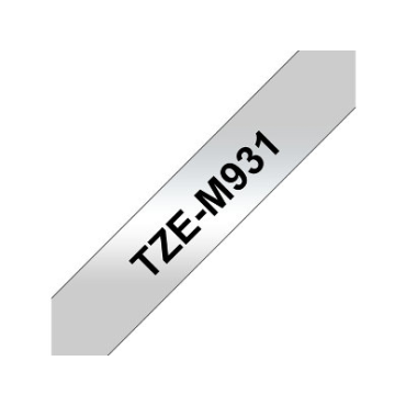 Brother TZe-M931 hopea pohja/musta teksti,Matta Metalli, Laminoitu Tarranauha (12mm x 8m) | Brother TZe-tarrat