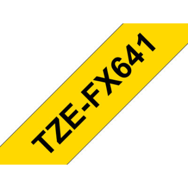 Brother TZe-FX641 keltainen pohja/musta teksti, taipuisa Laminoitu Tarranauha (18mm x 8m)