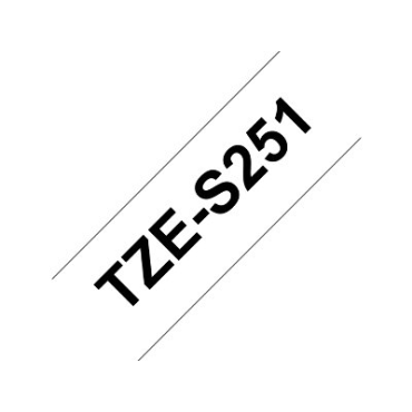 Brother TZe-S251 valkoinen pohja/musta teksti, Supervahva Laminoitu Tarranauha (24mm x 8m)