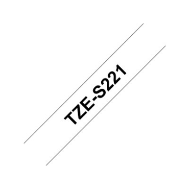 Brother TZe-S221 valkoinen pohja/musta teksti, Supervahva Laminoitu Tarranauha (9mm x 8m)