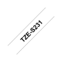 Brother TZe-S231 valkoinen pohja/musta teksti, Supervahva Laminoitu Tarranauha (12mm x 8m) | Tarrat