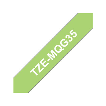Brother TZe-MQG35 limen vihreä pohja/valkoinen teksti, Matta, Laminoitu Tarranauha (12mm x 5m) | Brother TZe-tarrat
