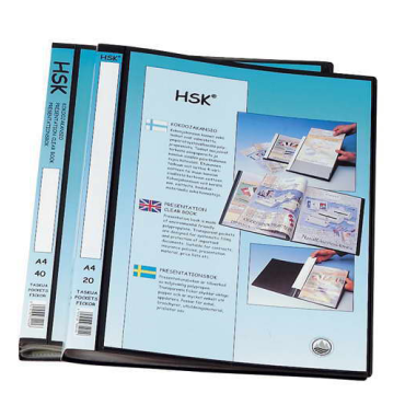 HSK kokoojakansio A4 20 taskua+etutasku musta (12kpl/ltk) | Kansiot