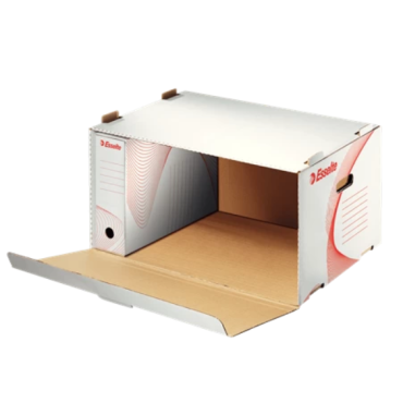 ESSELTE FSC® kuljetuslaatikko ″L″ valkoinen edestä auki | Laatikot ja tarvikkeet