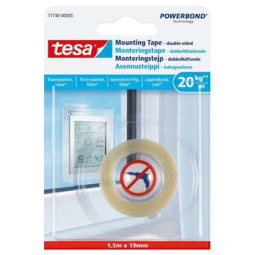 Tesa asennusteippi 1,5mX19mm läpinäkyvä