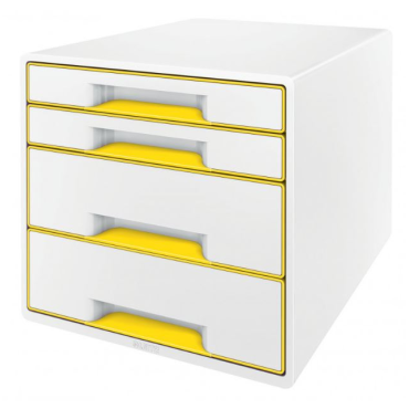LEITZ Wow Cube vetolaatikosto 4-osainen valkoinen/keltainen | Pöydälle