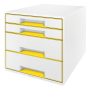 LEITZ Wow Cube vetolaatikosto 4-osainen valkoinen/keltainen | Pöydälle