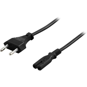 Virtakaapeli, ei maadoitettu, suora CEE 7/16 - suora IEC 60320 C7, max 250V/2,5A, 3m musta | Virta