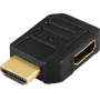 HDMI-sovitin, 19-pin naaras - uros, kulmaliitin, kullatut liittimet | Adapterit / Adapterikaapelit