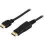 DisplayPort- HDMI monitorikaapeli, 20-pin(u)-19-pin(u),2m, musta | DisplayPort
