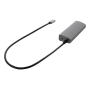 DELTACO USB-C Hub and Network Adapter, USB-C ha, RJ45 ho, 3xUSB-A 3.0, 0.4m cable, space gray | Verkkokortit