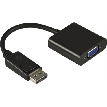 DisplayPort - VGA-sovitin, Full HD taajuudella 60 Hz, musta, 0,2 m, 20-pin uros - 15-pin naaras | DisplayPort