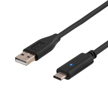 USB 2.0 kaapeli, typ C  - typ A uros, 0.5m, musta | USB