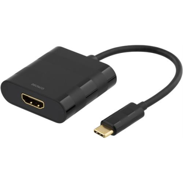 USB 3.1 - HDMI adapteriin,USB typ C uros - HDMI naaras, musta