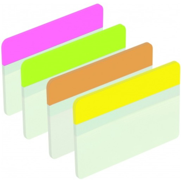 Post-it® Index vahva teippimerkki kirkas reunaväri 4x24kpl pinkki, limenvihreä, oranssi, keltainen | Viestilaput ja teippimerkit
