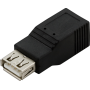 DELTACO USB-sovitin, tyyppi A naaras - tyyppi B naaras | Adapterit / Adapterikaapelit