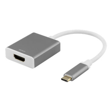 DELTACO USB-C - HDMI-sovitin, 0,2 m, 4K 60Hz, HDMI 2.0, HDCP 2.2, harmaa | Adapterit / Adapterikaapelit
