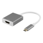 DELTACO USB-C - HDMI-sovitin, 0,2 m, 4K 60Hz, HDMI 2.0, HDCP 2.2, harmaa | Adapterit / Adapterikaapelit