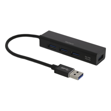 USB-pienoishubi, 4 USB-A-porttia, USB 3.1 Gen 1, musta