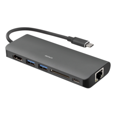 USB-C-telakointiasema, HDMI, RJ45, 2xUSB A, USB-C PD, musta | Adapterit / Adapterikaapelit