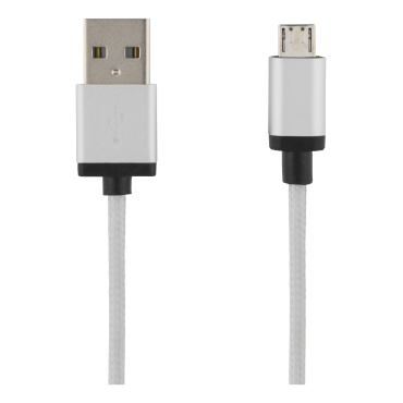 USB-synkronointi- ja latauskaapeli, kangaspäällysteinen, USB-A uros - USB Micro B uros, 1 m, 2,4 A,