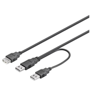 USB-virtakaapeli, Ykaapeli, 2xA u  1xA n, 0,3 m