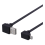 Kulmamallinen Micro-USB-kaapeli, 0,5m, High-Speed, musta | USB