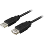 USB 2.0 Jatkokaapeli A(u)-A(n), 3m, Musta | USB