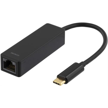 USB 3.1 verkkoadapteri, Gigabit, 1xRJ45, USB Typ C uros, musta