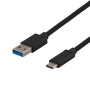 USB 3.1 Gen 1 -kaapeli, kangaspäällysteinen, USB-A(u)-USB-C(u), 1 m, 3 A, 60 W, musta | USB