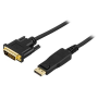 DisplayPort - DVI-D Single Link, 20-pin(u)-18+1(u), 1m,musta | DisplayPort