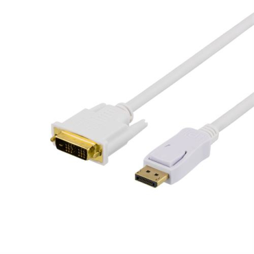DisplayPort - DVI-D Single Link , 20-Pin(u)-18+1(u), 2m,valkoinen