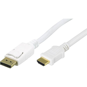 DisplayPort - HDMI monitorikaapeli, 20-pin(u)-19-pin(u), 1m, valkoinen | DisplayPort