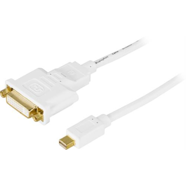 mini DisplayPort - DVI-D Single Link monitorikaapeli, 20-pin(u)-24+5-pin(n), 3m, valkoinen | DisplayPort