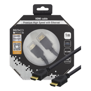 HDMI-KAAPELI 1m, 19-PIN U-U 1.4 musta kullatut liittimet johtimet puhdasta kuparia