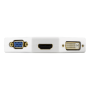 DELTACO sovitin DisplayPort - DVID/ HDMI/VGA, 0,2m, valkoinen | Adapterit / Adapterikaapelit