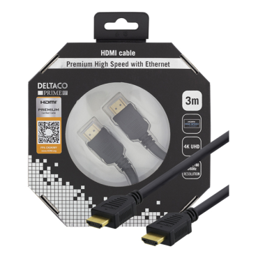 HDMI-Premium High Speed HDMI cable with Ethernet HDMIa(u)-HDMIa(u), 3m, musta