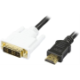 HDMIa(u)-DVI-D(18+1)(u) kaapeli, 1m | Adapterit / Adapterikaapelit