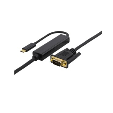 USB-C - VGA, QWXGA 2048x1152 60Hz, 3m, DP 1.2 Alt Mode, black | Adapterit / Adapterikaapelit