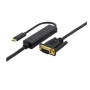 USB-C - VGA, QWXGA 2048x1152 60Hz, 3m, DP 1.2 Alt Mode, black | Adapterit / Adapterikaapelit