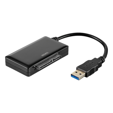 DELTACO USB 3.0 - SATA 6Gb/s sovitin, 2,5/3,5″ kovalevyille, musta | Adapterit / Adapterikaapelit