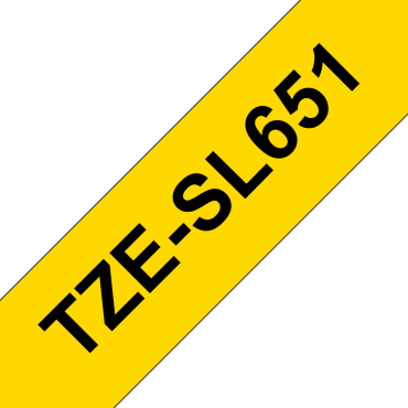 Brother TZe-SL651 Keltainen Pohja/Musta Teksti Itselaminoituva Tarranauha (24mm x 8m) | Brother TZe-tarrat