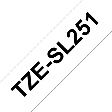 Brother TZe-SL251 Valkoinen Pohja/Musta Teksti Itselaminoituva Tarranauha (24mm x 8m) | Brother TZe-tarrat