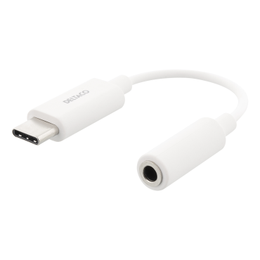 USB-C - 3,5 mm -adapteri, stereoääni, aktiivinen, 11 cm, valkoinen | USB