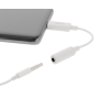 USB-C - 3,5 mm -adapteri, stereoääni, aktiivinen, 11 cm, valkoinen | USB