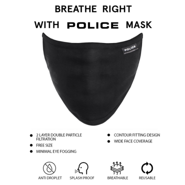 POLICE Aro kangasmaski korvalenkeillä, musta | HENKILÖHYGIENIA