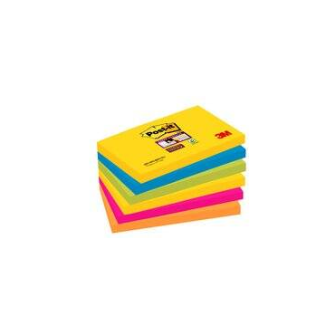 Post-it® Super Sticky -viestilaput, Carnival-värilajitelma, 76 x 127 mm, 90 arkkia/lehtiö, 6 lehtiöt | Viestilaput ja teippimerk