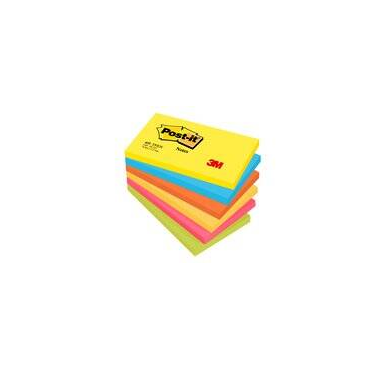 Post-it® viestilaput, pirteät värit, 6 lehtiötä, 76 x 127 mm, 100 lappua/lehtiö