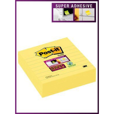 Post-it® Super Sticky 675 viestilappu viivat Canary Yellow 101x101mm 3nid/pkt | Viestilaput ja teippimerkit
