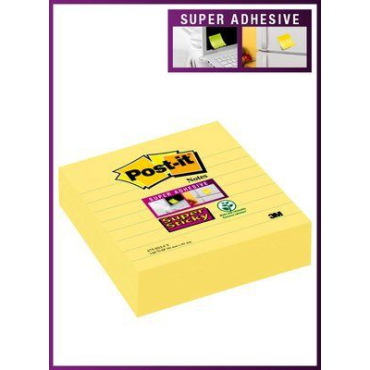 Post-it® Super Sticky 675 viestilappu viivat vaalean keltainen 101x101mm 3nid/pkt | Viestilaput ja teippimerkit